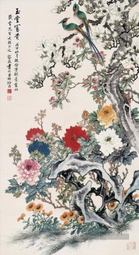 Caixian affluence oiseaux et fleurs 1898 chinois traditionnel Peinture à l'huile
